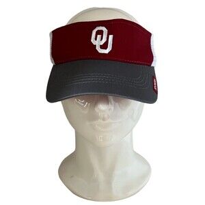 Oklahoma Sooners OU Men's Adjustable Visor Hat Gray Red Captivating
